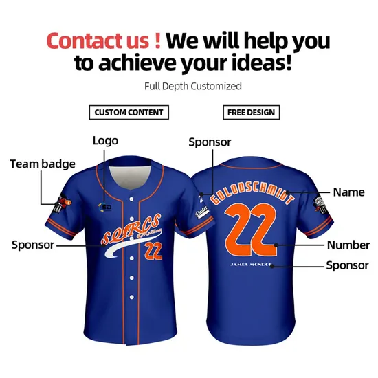 Personalized Sportswear Custom Team Logo Breathable Polyester Baseball Jersey 