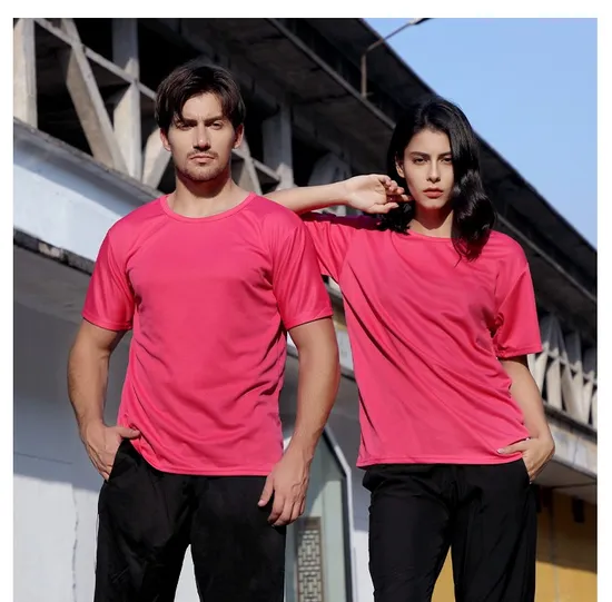 Customized Polyester Mesh Adult Clothes Summer Unisex Short Sleeve T