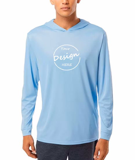Hot Sale Custom Sport Soccer Football Long Sleeve Performance Fishing Shirt Columbia Blue Upf Polyester Sun Shirt Quality Hoodies