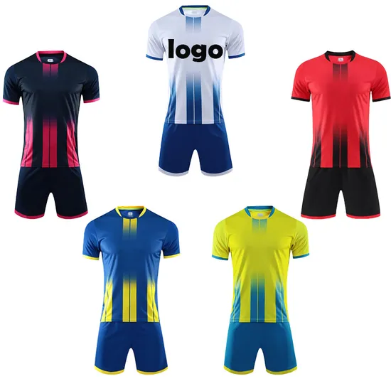 Custom Plain Polyester Breathable Mens Sports Football Jersey Soccer Uniforms Sets Soccer Wear Jersey Set Football Kits Full Set 