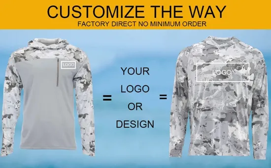 Custom Logo Upf 50 Fishing Wear Long Sleeve Hoodies Full Sublimation Polyester Fishing Shirt 