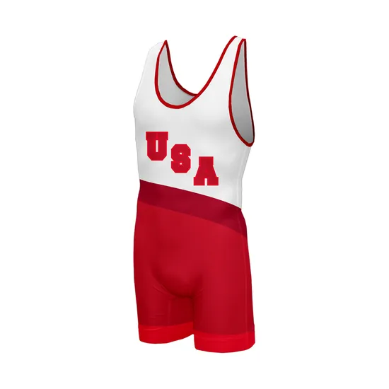 Sublimation Transfer Printing Wholesale Latest Sublimation Wrestling Singlets Weightlifting Uniform 
