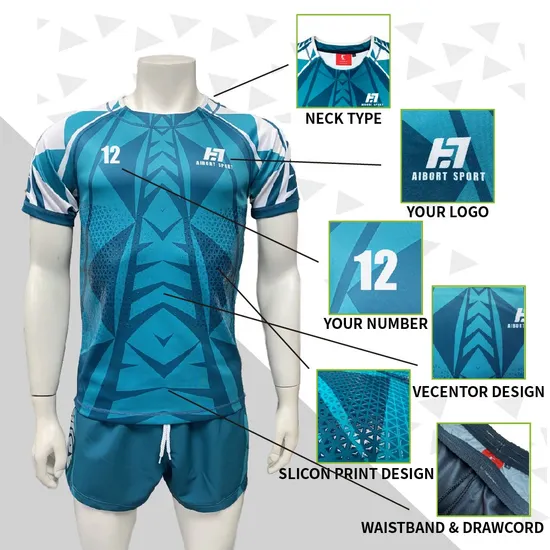 Aibort Sublimation Wholesale Sports League Rugby Jersey Shirts Custom Rugby Football Jerseys 