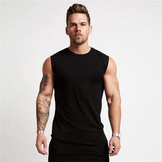 Wholesale Custom Logo Sports Muscle Bodybuilding Plain Tank Tops Gym Running Singlets Stringer 