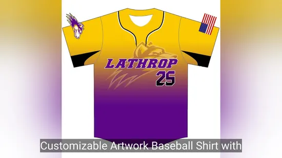 Personalized Sublimation Print Baseball Jersey for Custom Artwork 